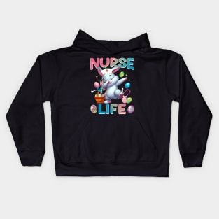 Cute Nurse Life Dabbing Easter Bunny Kids Hoodie